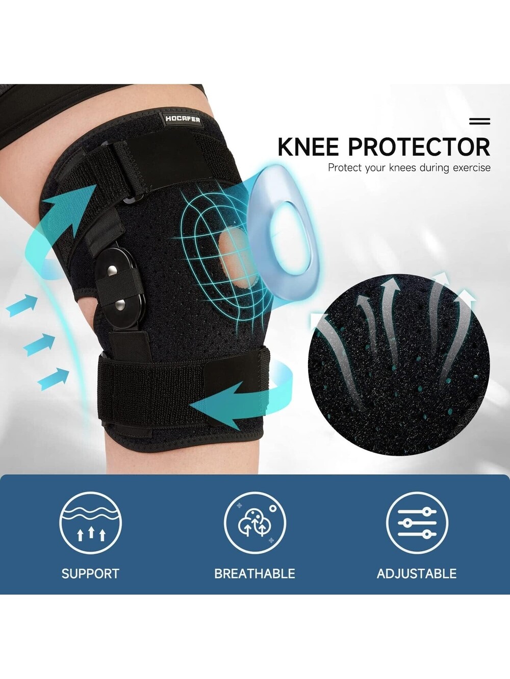NWT Hocafer 3XL-4XL Plus Size Hinged Knee Brace with Patella Support